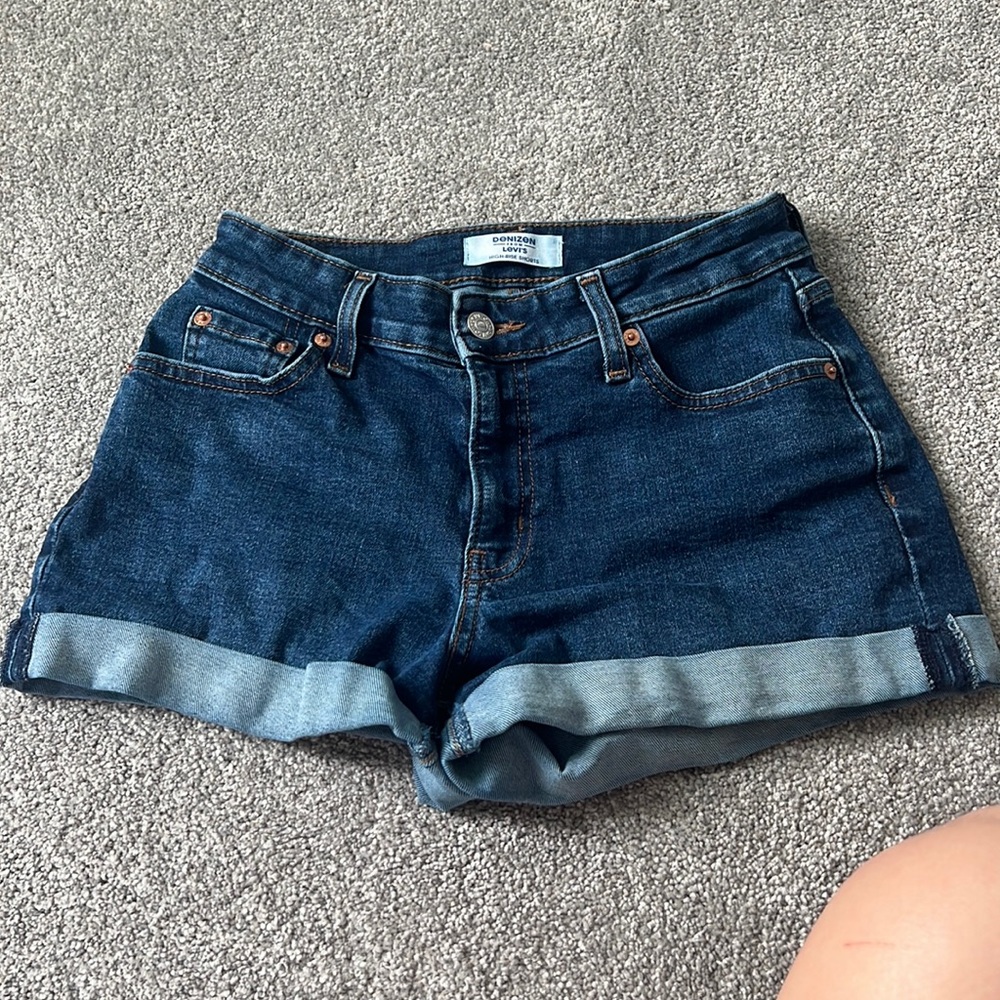 High Rise Dark Wash Levi’s Shorts